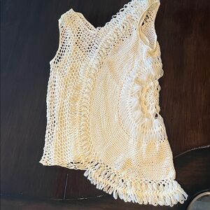 New DKNY white Crochet v neck Top